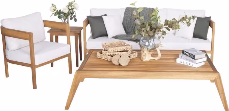 Sofagarnitur 3+1 Sitzer Gartenmöbel Set Holz Couchtisch Designer Terrassenmöbel