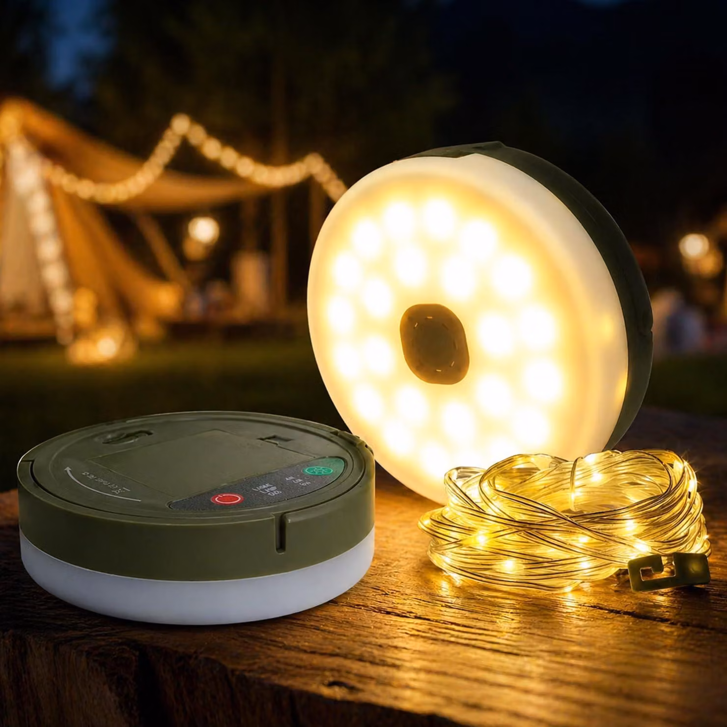Catena luminosa a LED, 10 metri, 100 LED bianco caldo, alimentata a batteria
