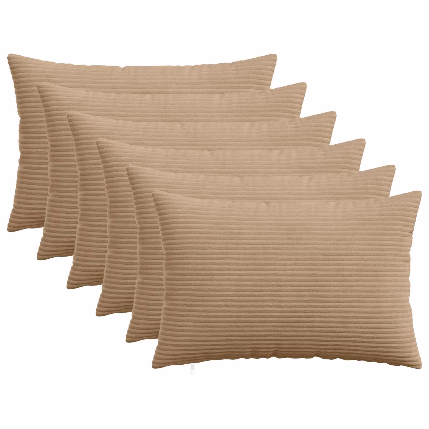 Set di 6 federe vidaXL HEERLEN in velluto a coste marrone, L 50 cm x P 80 cm