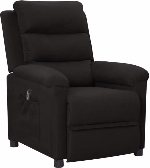 Poltrona elettrica reclinabile relax vidaXL in tessuto nero con braccioli e struttura in legno e metallo – 1