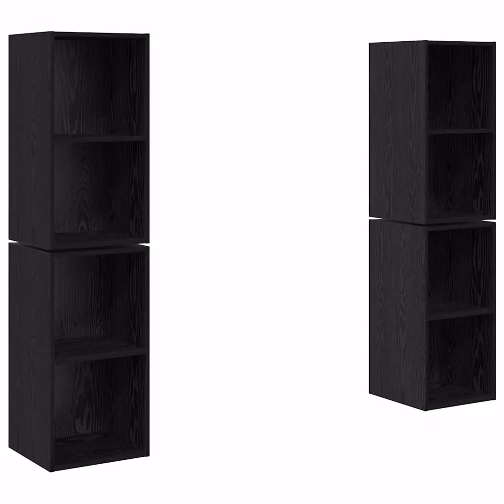 Set mobile TV vidaXL 4 pezzi in legno ingegnerizzato Rovere e Nero stile rustico L/P/H: 37 x 37 x 72 cm – 2