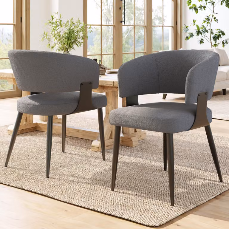 Sweiko Flanella di alta qualità (2 pezzi) Sedia da pranzo Sedia da trucco Tavolino da toilette Sedia ergonomica Sedia leggera Schienale curvo, beige/grigio