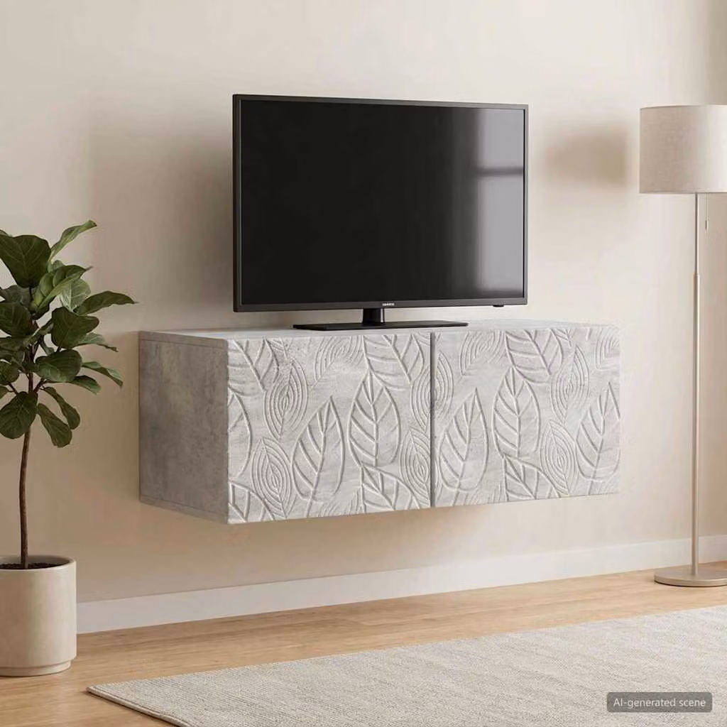 vidaXL Mobile Porta TV da Muro in Stile Vintage Grigio con Legno L: 98 cm, P: 31 cm, H: 30 cm