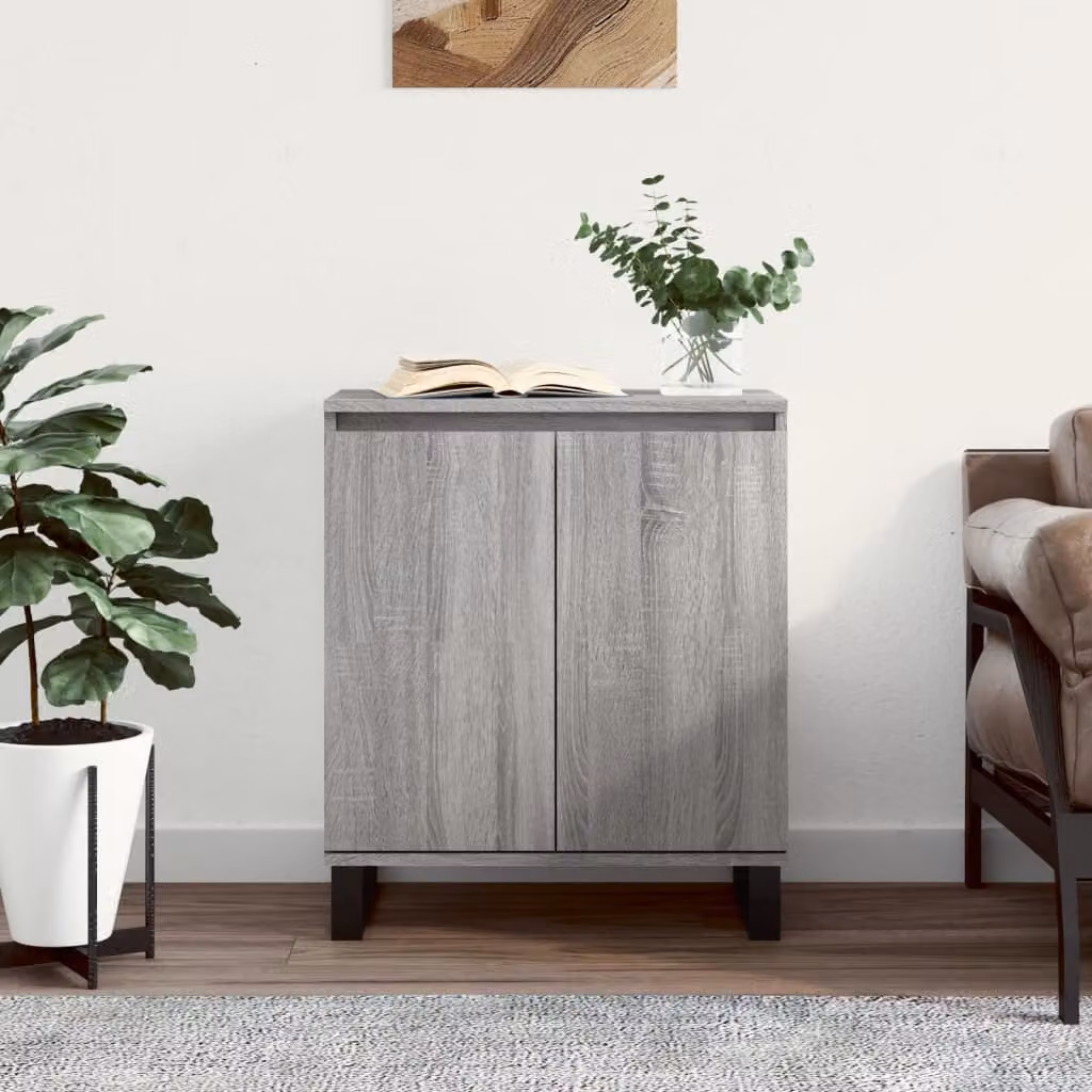 Credenza moderna vidaXL in legno multistrato, colore Grigio Sonoma, L 60 cm x P 35 cm x H 70 cm