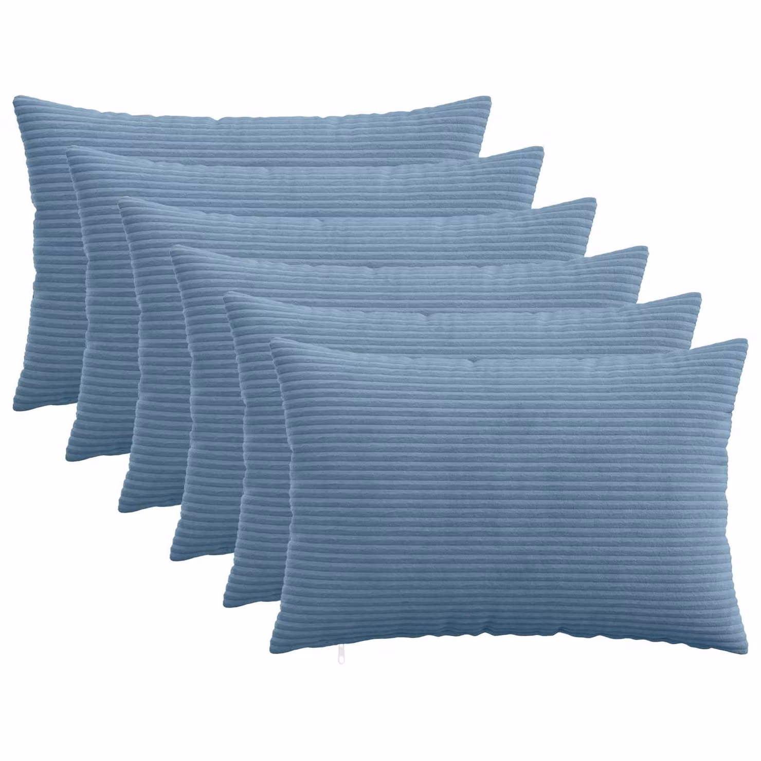 Set di 6 federe vidaXL HEERLEN in velluto a coste blu, L 60 cm x P 40 cm