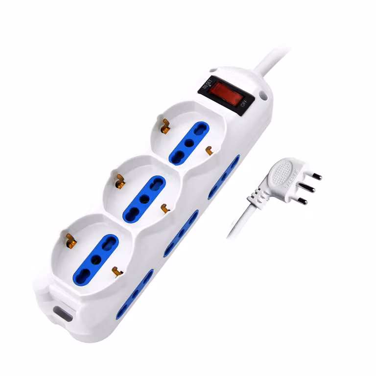 Multipresa PROPART con interruttore, 9 posti (6 prese bipasso e 3 schuko), colore bianco