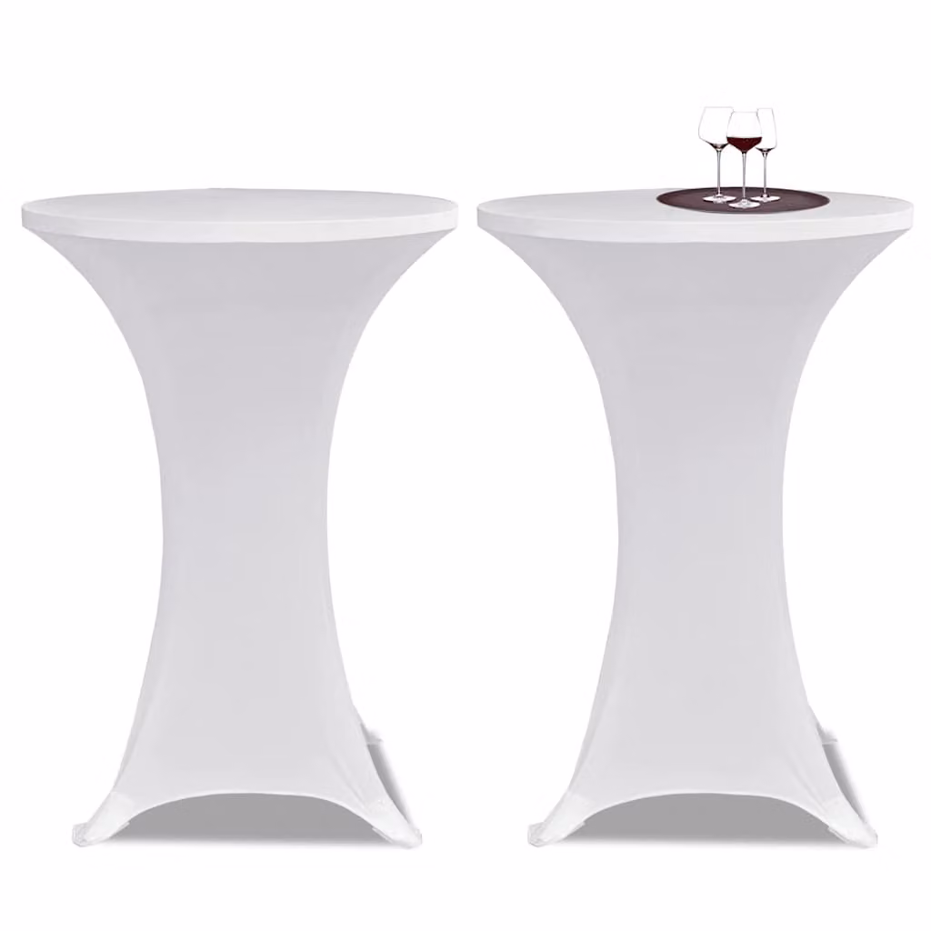 Set di 2 copritavolo vidaXL in tessuto elasticizzato bianco, diametro 70 cm