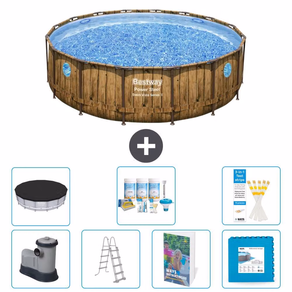 Bestway Power Steel, piscina rotonda - 488x122 cm - composta da 6 parti, modello S536