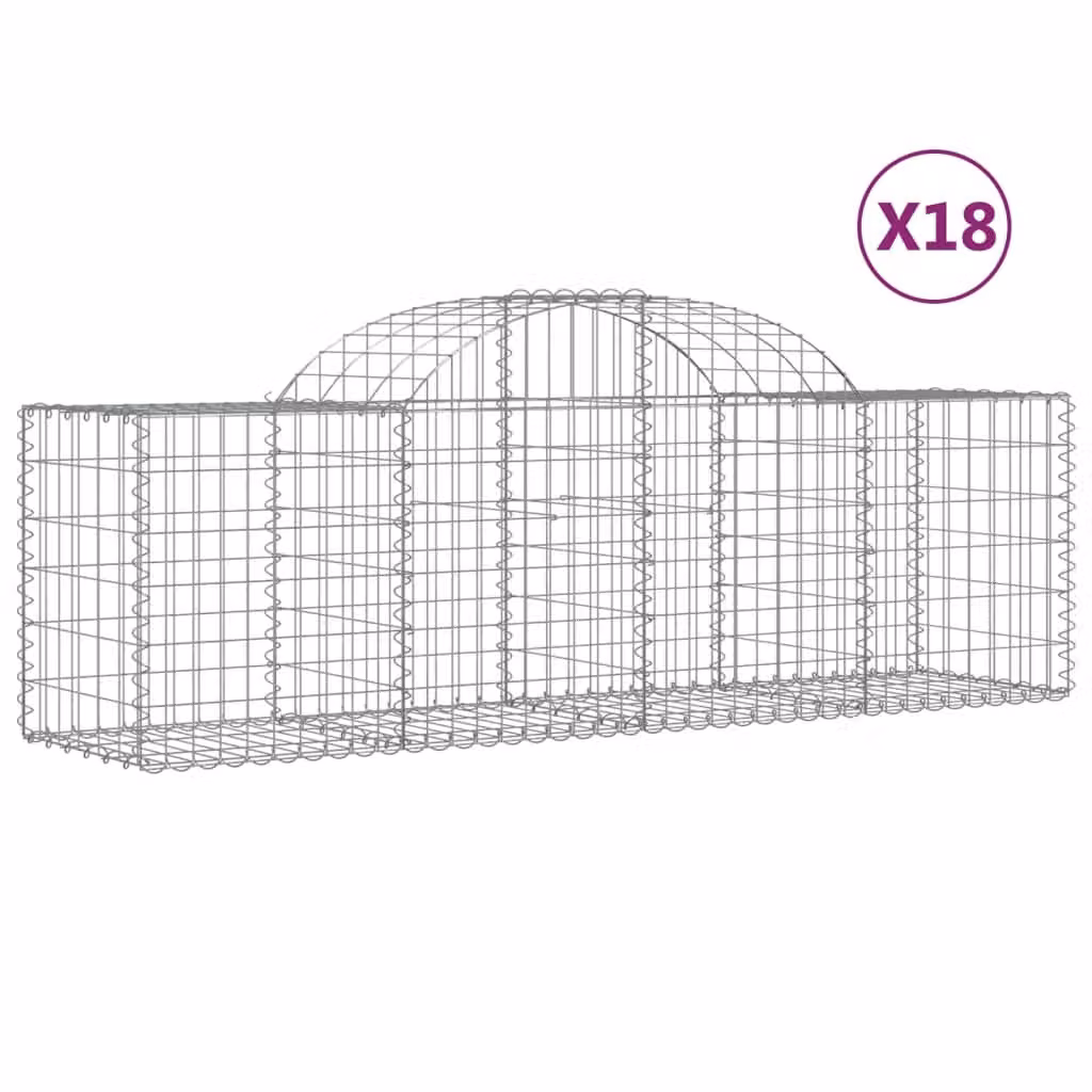 Cesti Gabbioni ad Arco 18 pz 200x50x60/80 cm Ferro Zincato