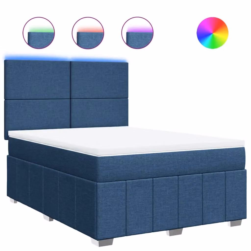 Letto con Giroletto a Molle e Materasso con Tasche Individuali vidaXL, Blu e Bianco, L 140 x P 200 cm – 2