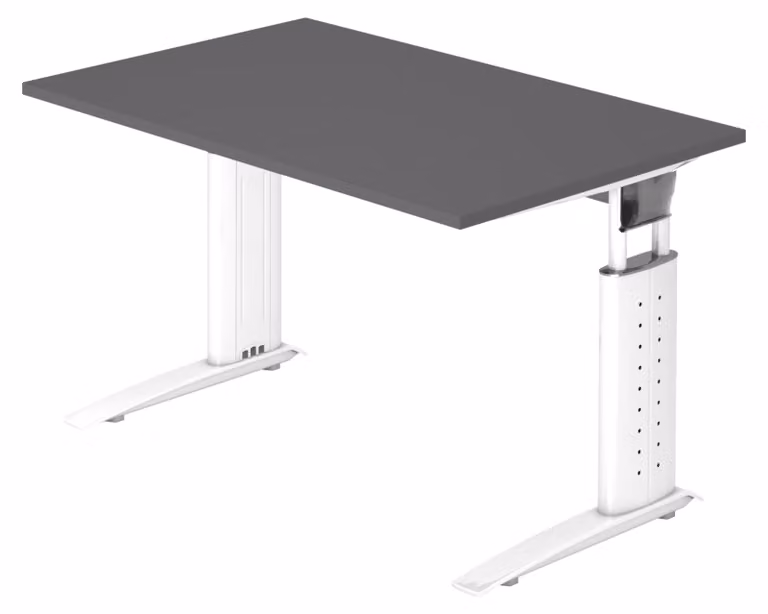 bümö Scrivania Serie-U - Dimensioni: 120 x 80 cm, Decorazione: grafite, Struttura: bianco