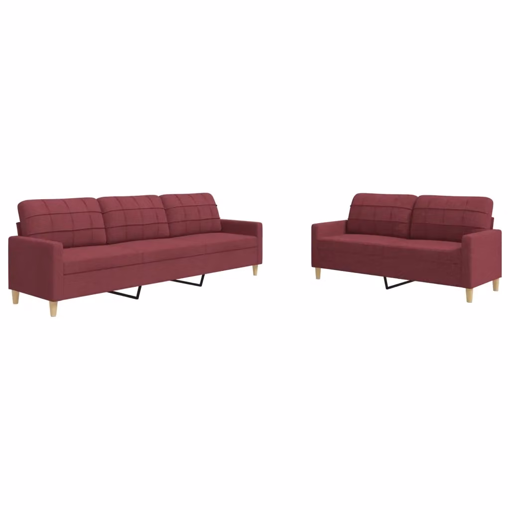 Set di 2 divani moderni vidaXL in tessuto rosso per il tuo soggiorno – 2