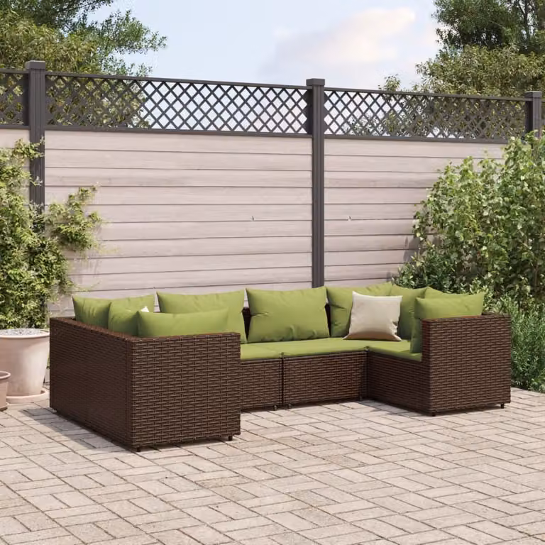 Maison Exclusive - Set da giardino 6 pezzi con cuscini Marrone Poly Rattan