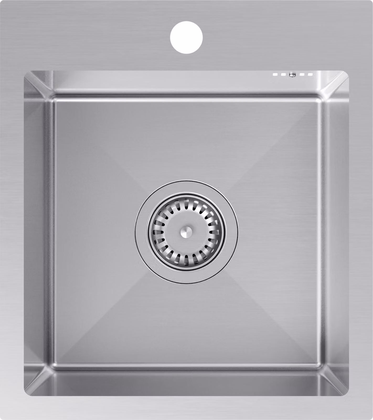 VBChome Lavello in acciaio inox 40 x 45 cm Lavello da incasso in acciaio inox spazzolato con foro per rubinetto Lavello da cucina in acciaio inox Lavello Grande vasca Set di scarico Sifone Lavello in acciaio inox Acciaio inox spazzolato