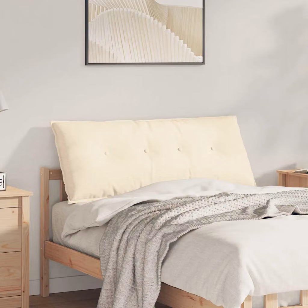 Cuscino per schiena vidaXL beige in tessuto di velluto a coste con rivestimento rimovibile L 120 cm x P 50 cm