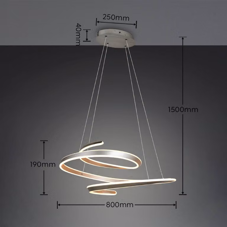 Trio Lighting Lampada a sospensione Arlington, dimmerabile, Alluminio / Grigio / Zincato, Soggiorno / Sala da pranzo, Metallo, Moderno, Lampada a sospensione