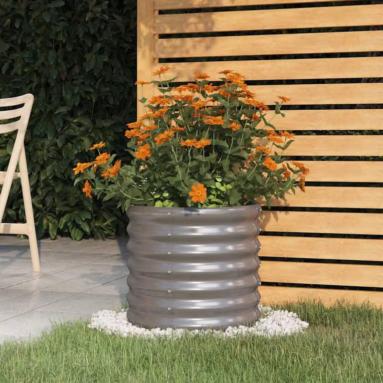 vidaXL Vaso da Giardino in Acciaio Zincato Grigio L 40 cm x P 40 cm x H 36 cm