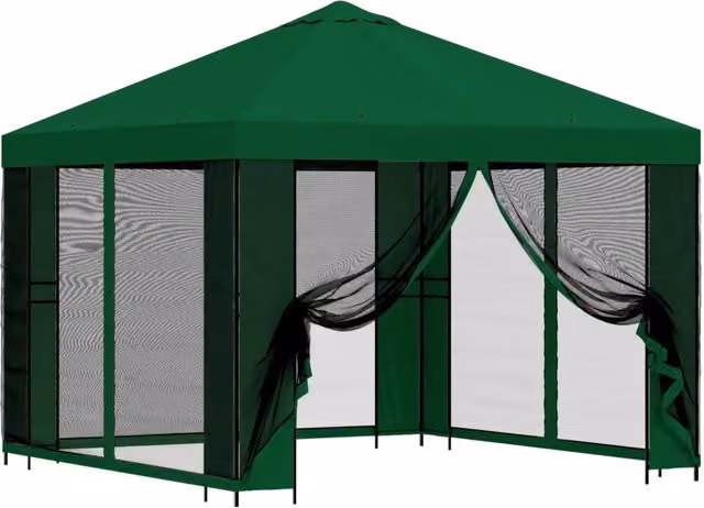 Gazebo da giardino con pareti laterali 3 x 3 m Verde 900365