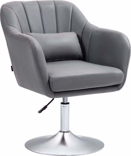 Sedia da scrivania girevole HOMCOM con altezza regolabile, cuscino lombare e braccioli, tessuto tecnico, Grigio