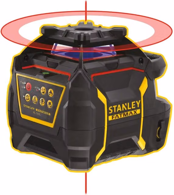 Laser girevole Stanley Fatmax RL700L giallo con batteria ricaricabile e portata 30 m