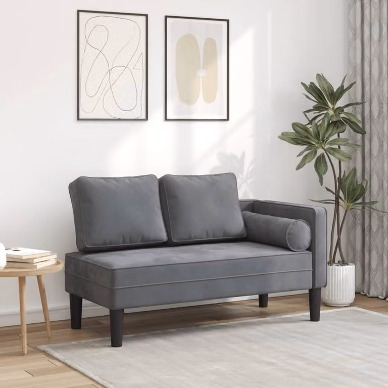 vidaXL Chaise Longue Moderna a Forma di L in Velluto Grigio con Cuscini e Imbottitura in Schiuma L/P/H: 174,5 x 116,5 x 62,0 cm