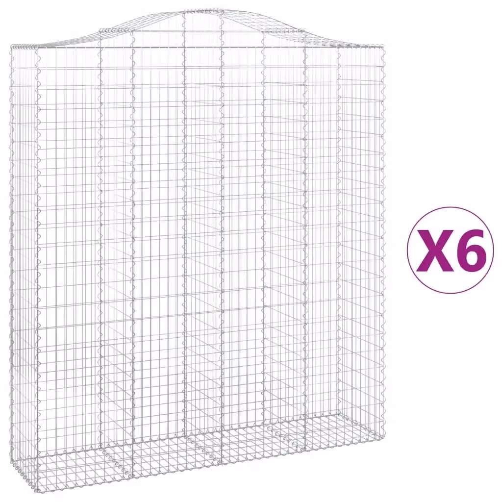 Set di 6 Cesti Gabbioni ad Arco Videx in Acciaio Zincato Argento L: 200 cm, P: 50 cm, H: 220/240 cm – 2