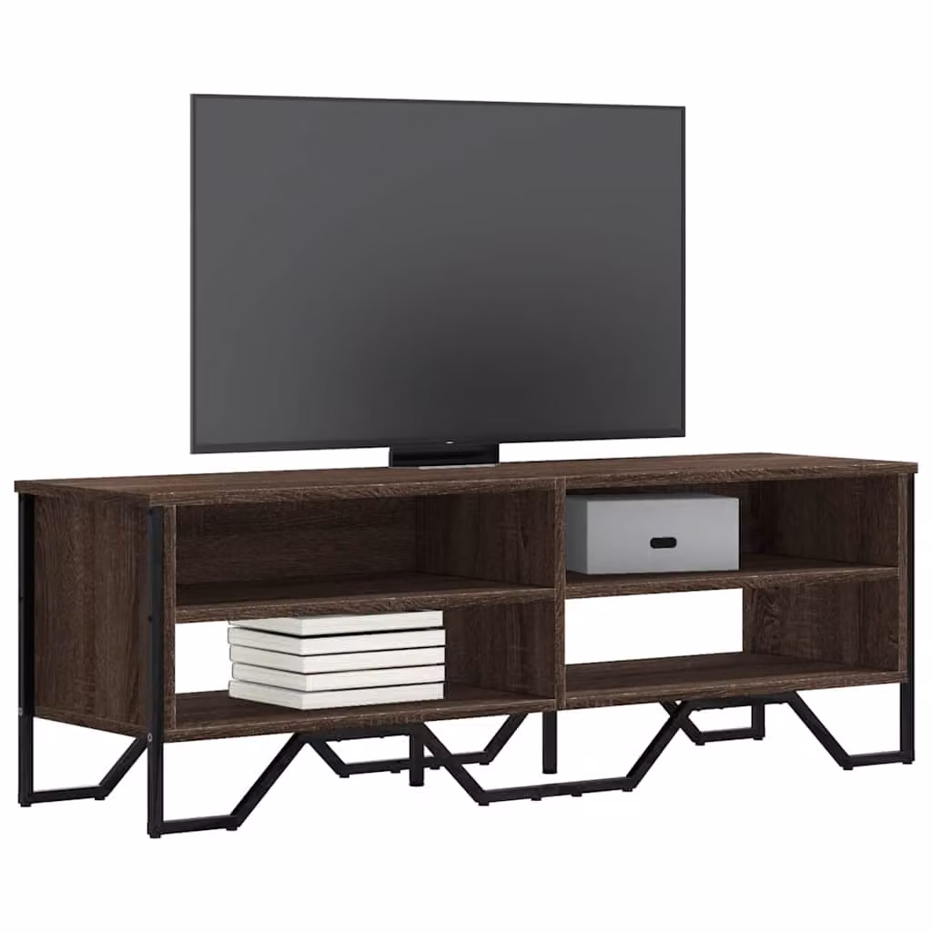 Mobile Porta TV Moderno vidaXL in Legno e Metallo, Colore Marrone Rovere, L 122 cm x P 34 cm x H 41 cm