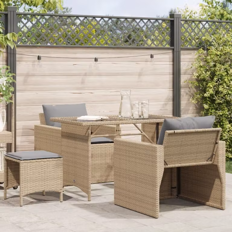 Maison Exclusive - Set di 4 divani da giardino con cuscini in polyrattan beige