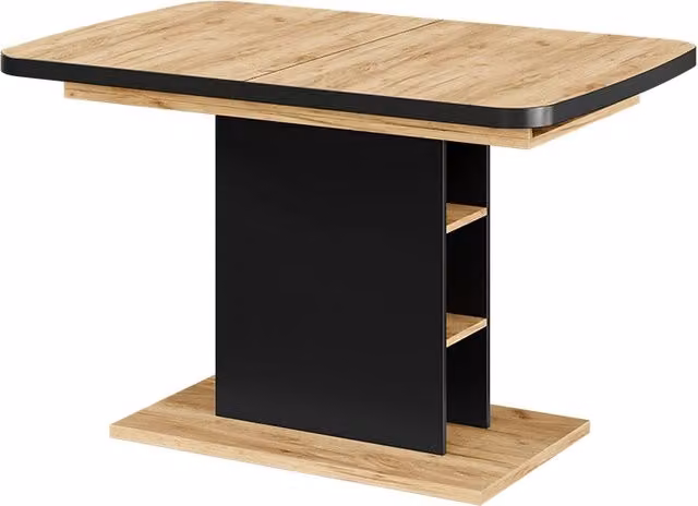 Tavolo da pranzo allungabile Fenaro Nero/Rovere 120-160 x 80 cm con scomparti aperti Vicco