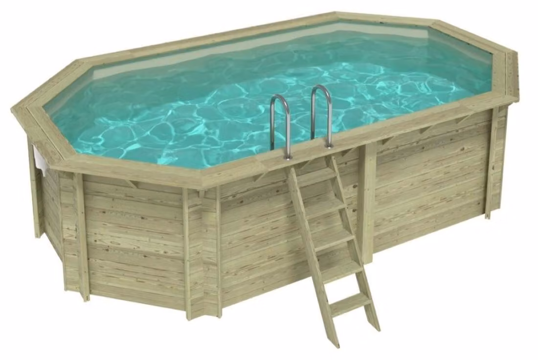 Piscina in legno NEMO 5.79 x 3.49 - H.1.45 m, sabbia, con supporti da cementare