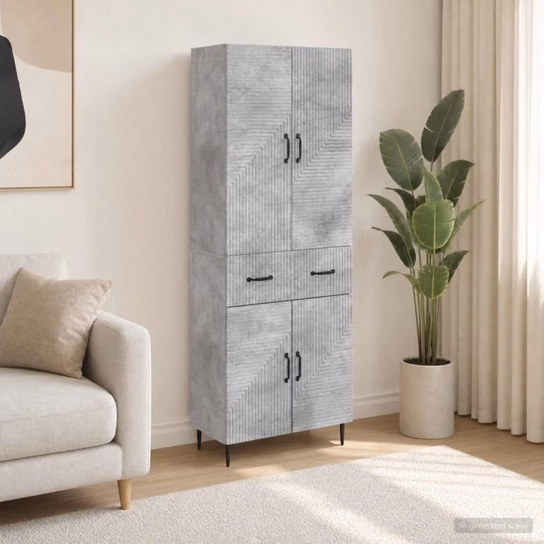 Set di 2 armadi moderni vidaXL in MDF grigio con illuminazione integrata e ripiani interni per soggiorno o ufficio in casa