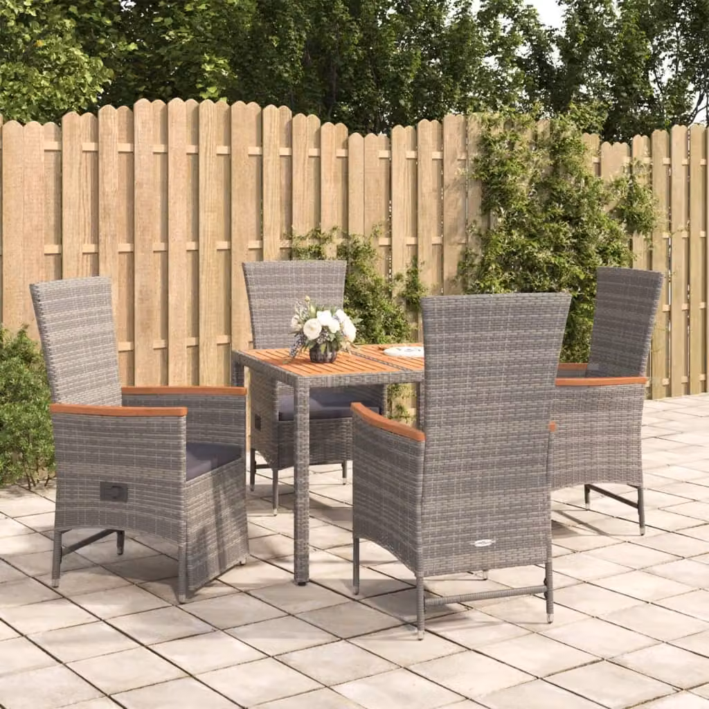 Maison Exclusive - Set da pranzo da giardino 5 pezzi con cuscini grigio in polyrattan