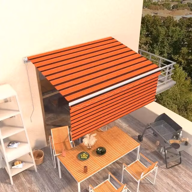 Tenda Retrattile manuale-Tenda parasole per balcone Parasole 3,5x2,5m Arancione e Marrone 290124