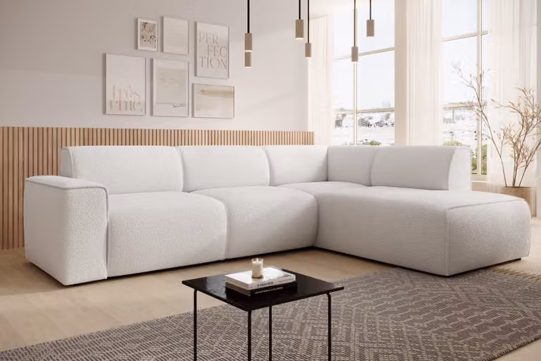 AX LIVING Divano L Form Didim L Bianco - 292 cm, elegante e confortevole R