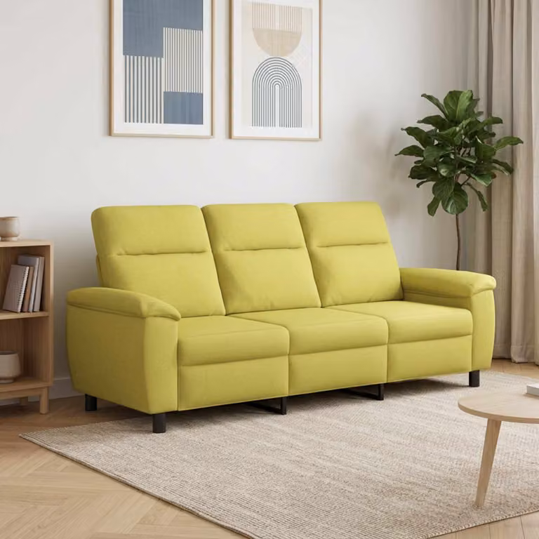 Divano moderno vidaXL in tessuto verde con struttura in metallo L: 214 cm, P: 90 cm, H: 95 cm