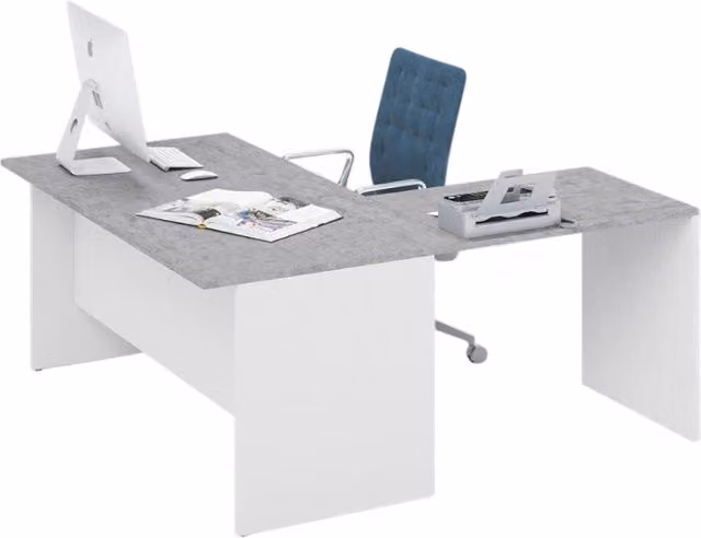 Scrivania da ufficio ad angolo reversibile colore Cemento H74x160x160cm