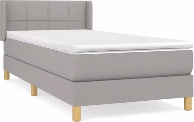 Letto singolo | Letto per adulti | Giroletto a Molle con Materasso Grigio Chiaro 90x200 cm Tessuto