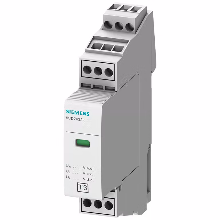 Siemens SPD tipo 3, UN=120 V CA/150 V CC, UC=150 V CA/CC, UOC=2 kV, a 2 poli, con segnalazione remota 5SD74326