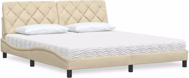 Letto moderno con materasso in schiuma vidaXL color beige e bianco L/P/H: 180 x 200 x 185 cm