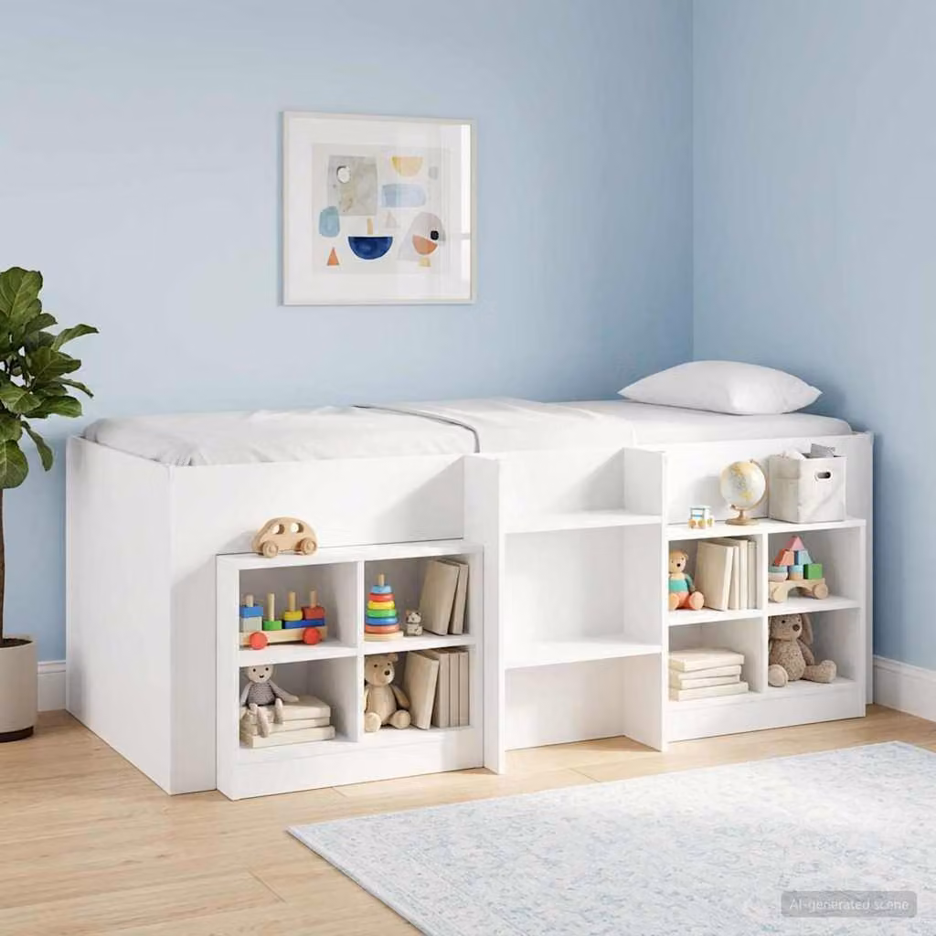 Letto alto singolo per bambini vidaXL in legno ingegnerizzato bianco L: 193 cm, P: 96 cm, H: 120 cm