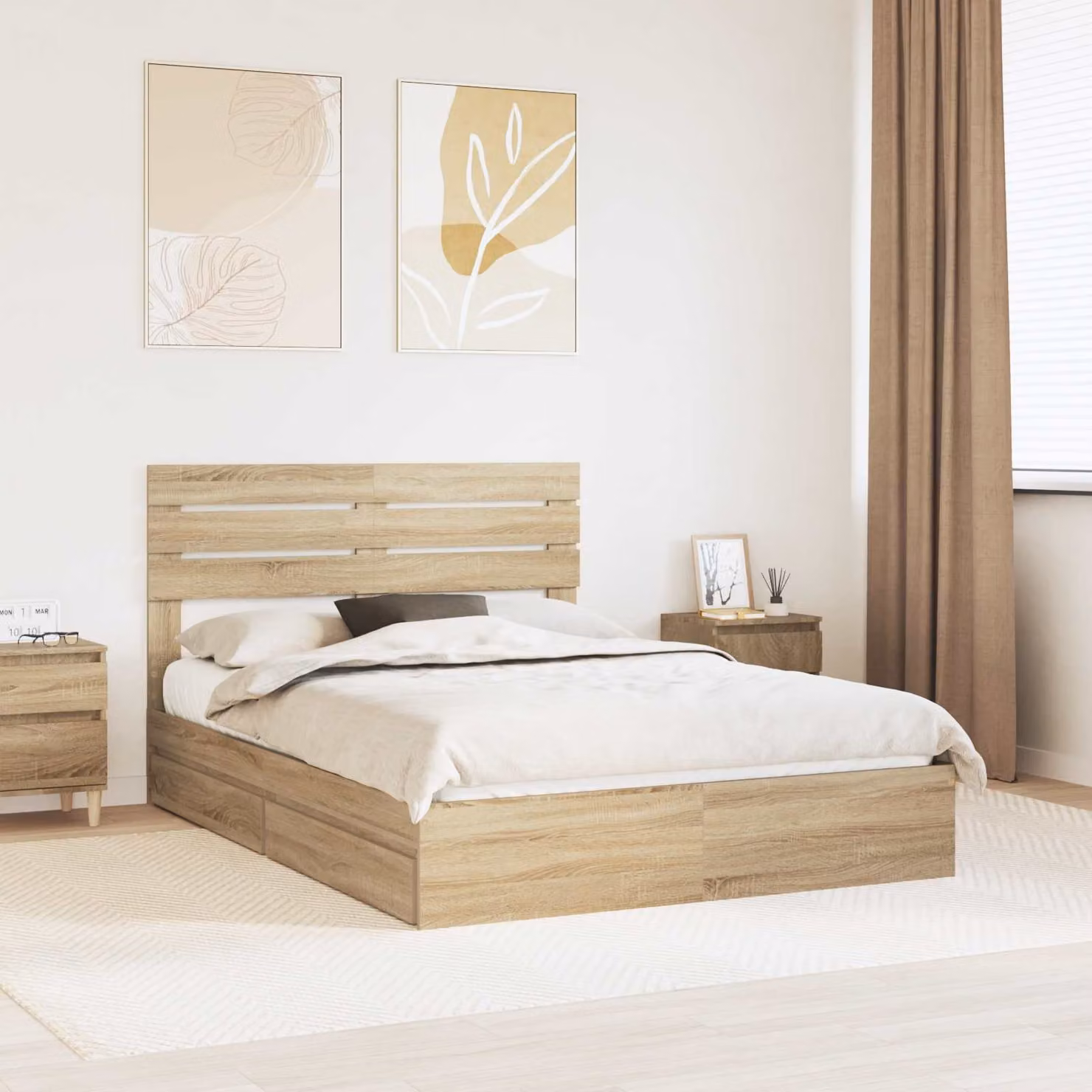 Letto con contenitore e cassetto vidaXL in Rovere Sonoma marrone L/P: 160 x 200 cm