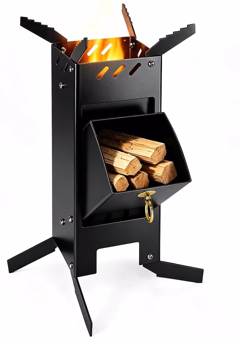 Stufa a legna portatile per campeggio e barbecue