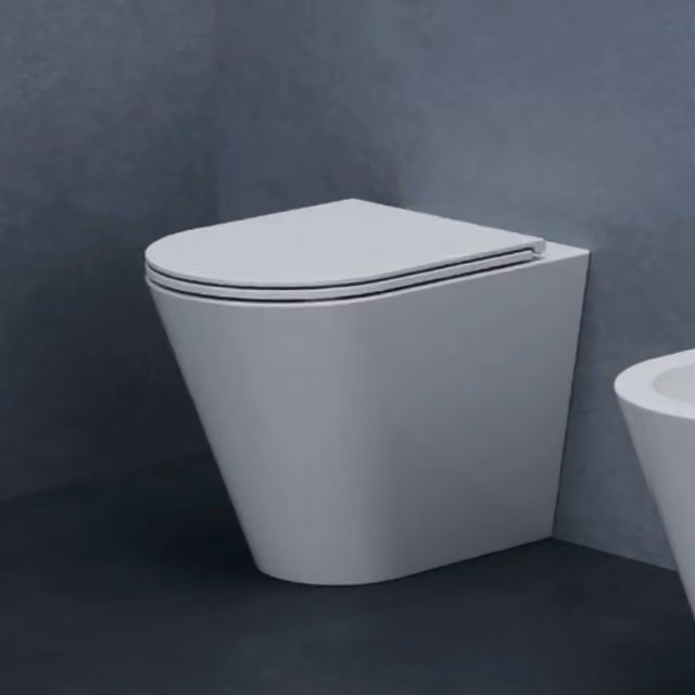 Wc a Terra Senza Brida Azzurra Ceramica "Forma" Bianco Lucido