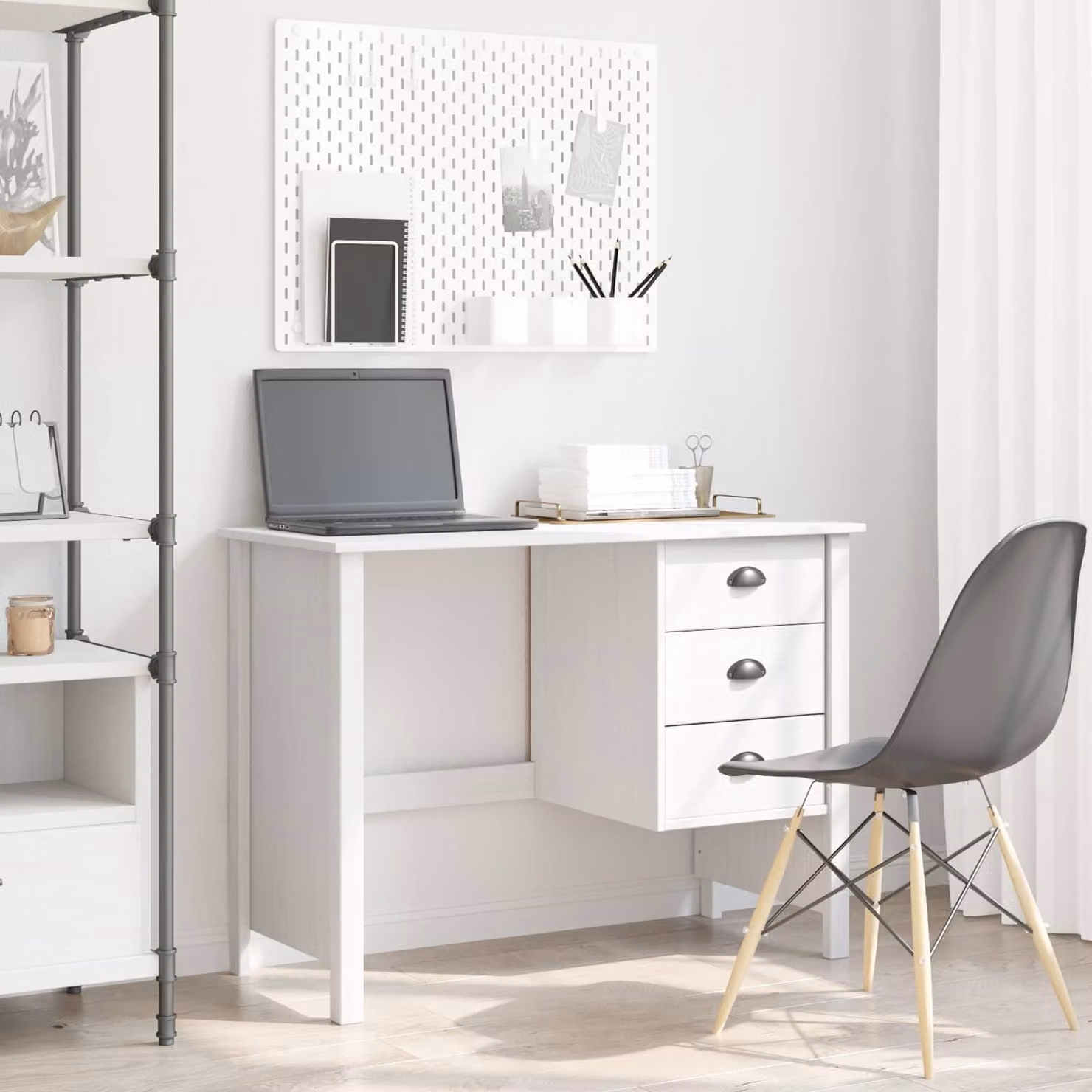 Maison Exclusive - Scrivania con cassetti HILL Bianca 100 x 45 x 74 cm