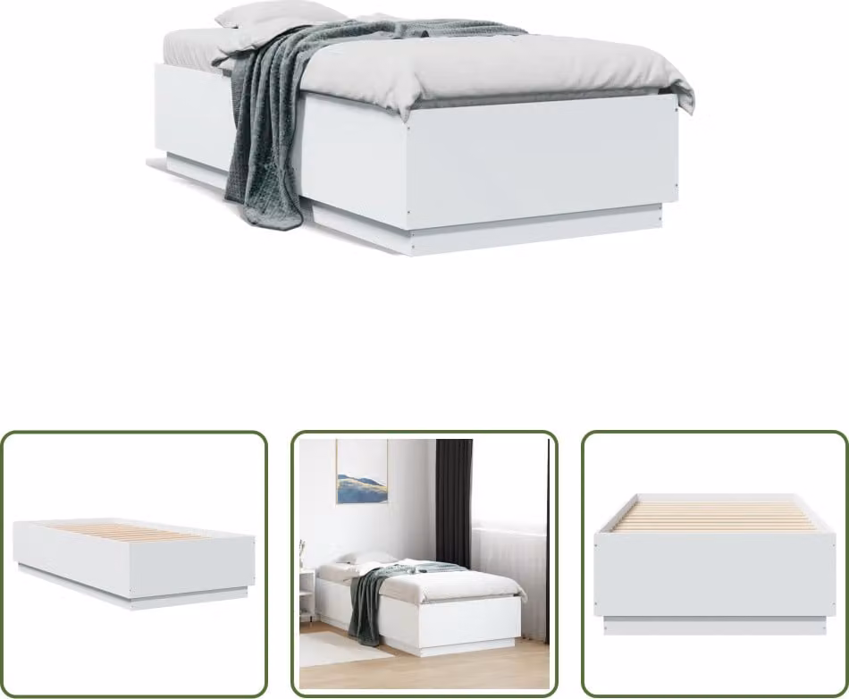 The Living Store Struttura letto bianca 75x190 cm in legno
