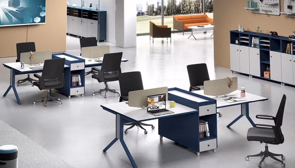 Scrivania Mobili per ufficio Scrivanie d'arredo Call center 4 postazioni di lavoro Scrivania in legno