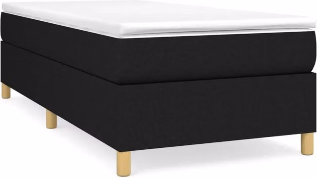 Letto singolo | Letto per adulti | Giroletto a Molle con Materasso Nero 90x200 cm in Tessuto