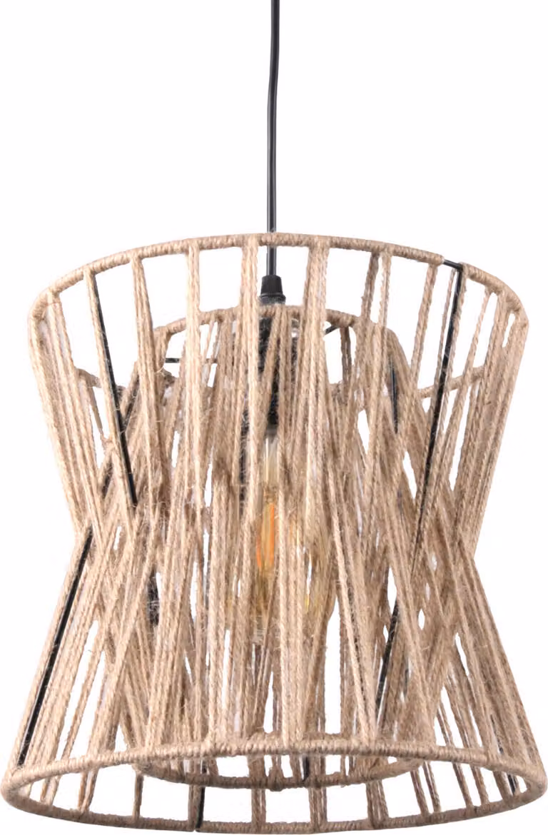 Lampada a sospensione VARBERG nero-marrone 1xE27x20W con cavo / sisal, dimensioni: 120x25x27 cm, IP20, Polux