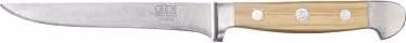 Coltello da disosso flessibile Güde Alpha B703-13 in acciaio inossidabile con manico in legno color marrone e argento, lama da 13 cm