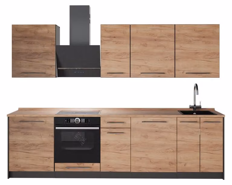 Cucina componibile Vicco Fame-Line Rovere dorato/Antracite 280 cm, PL Rovere, Model 64161
